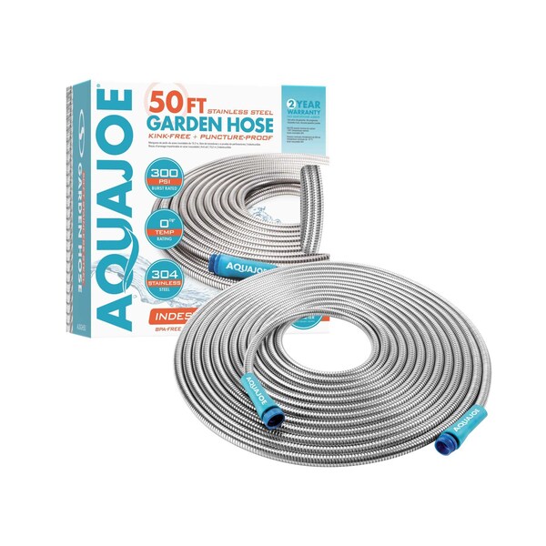 Aqua Joe 1/2" Heavy-Duty, Puncture Proof Kink-Free, Spiral Constructed 304-Stainless Steel Metal, 50-Foot AJSGH50 - main